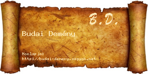 Budai Demény névjegykártya